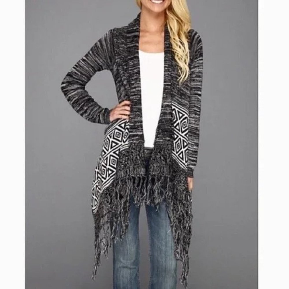 Billabong Hippie Boho Cardigan Fringes Cotton/Acrylic Duster P5231